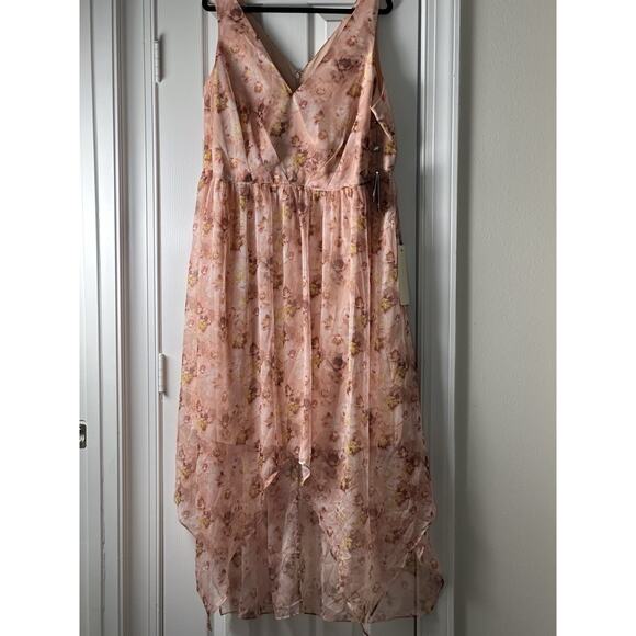 Adrianna Pappel Dress‎ Women Pink Tie High To Low Hem Maxie Size 18W Y2k Beachy - Picture 7 of 16